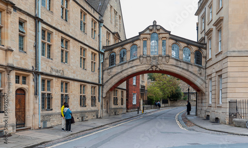 Bridge of sign with the Sheldonian theatre background - Oxford, UK photo