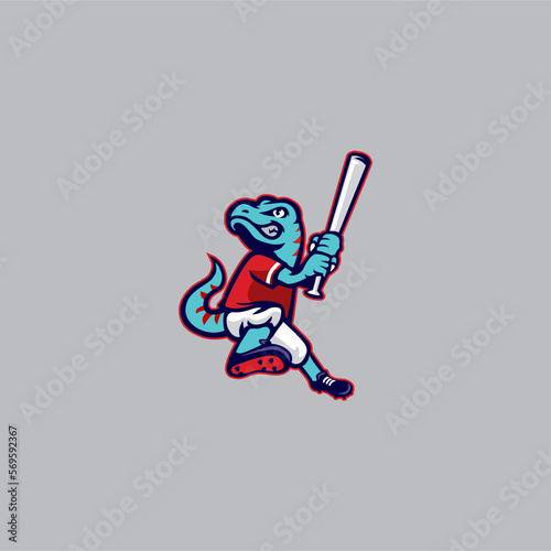 trex baseball player cartoon