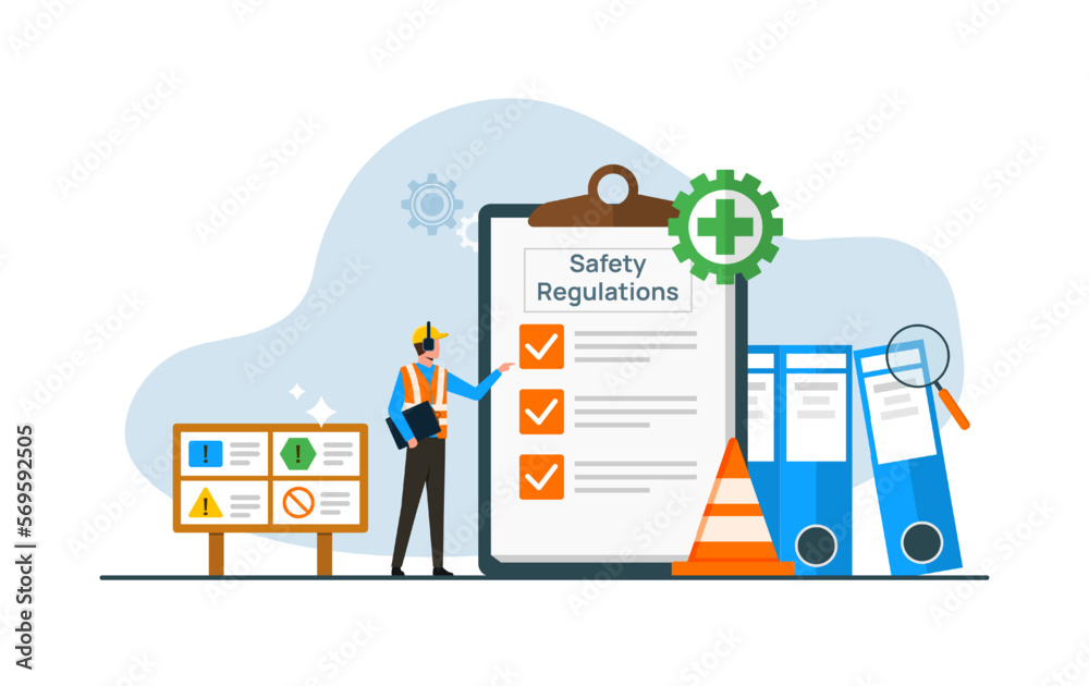 Occupational safety and health administration, Government public service  protecting worker from health and safety hazards on the job, worker  understanding rules and regulations vector de Stock | Adobe Stock
