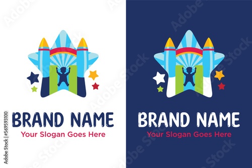 star bouncy castle for kids illustration logo design