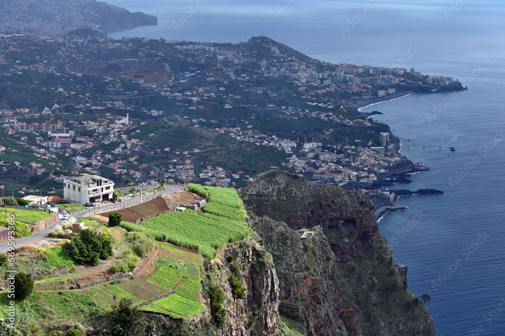 Aerial view of Madeira island capital city - Funchal