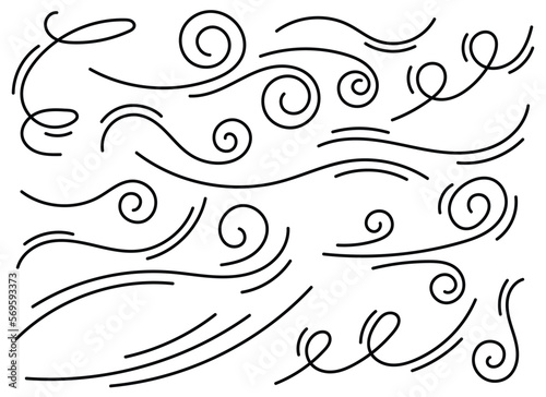 Canvastavla Hand drawn doodle wind blow clip art