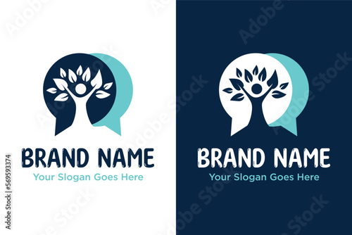 talk grows human illustration logo design