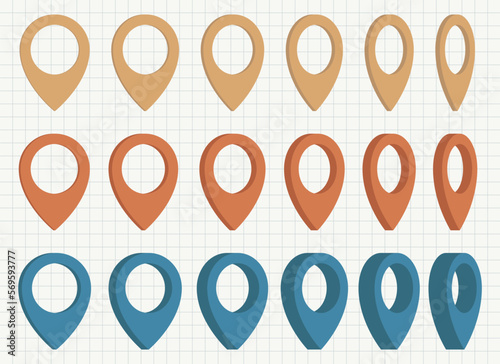 Map location pin icon set vector illustration