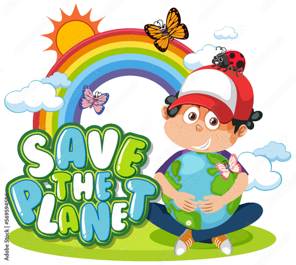 Save the planet text for banner or poster design