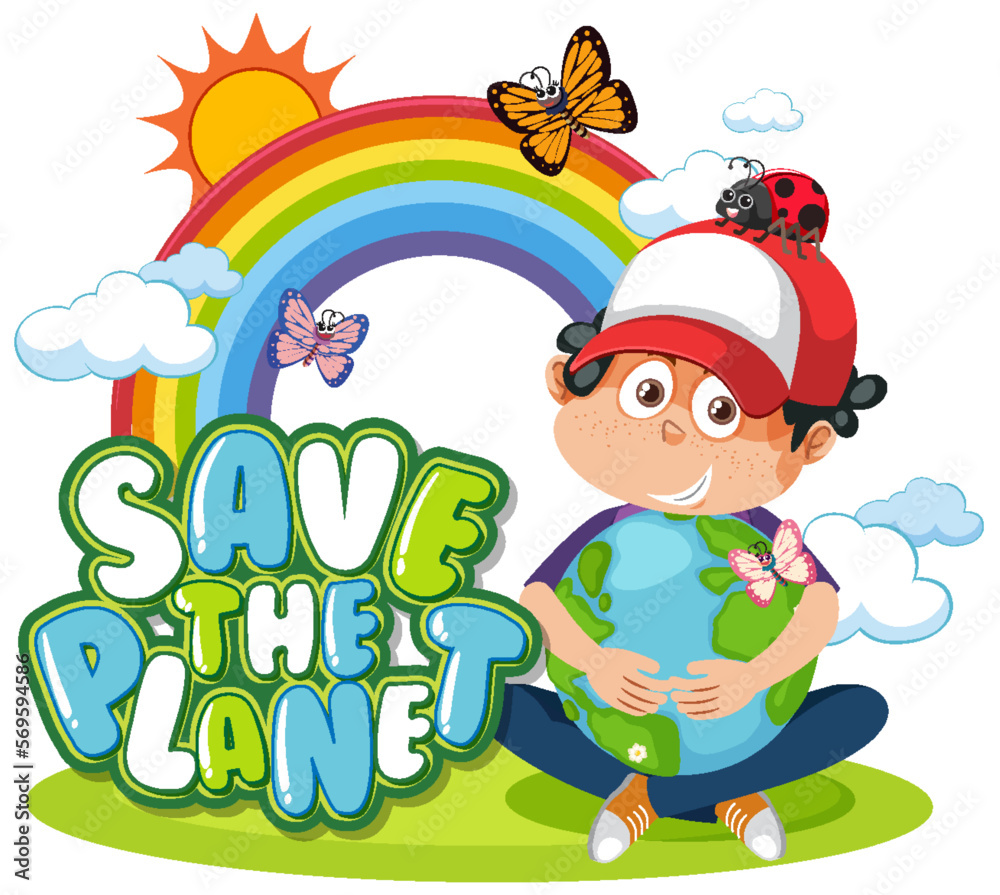 Obraz premium Save the planet text for banner or poster design