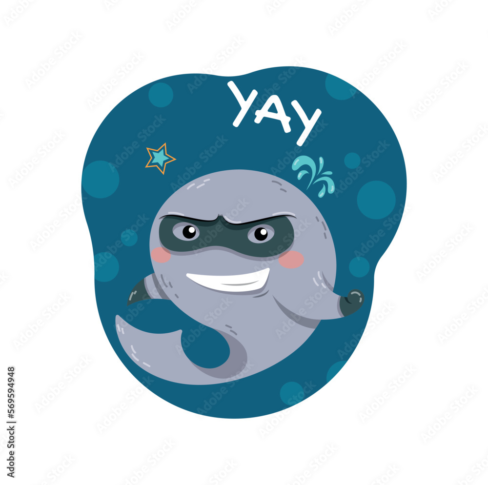 Dolphin superhero concept. Sea dweller in mask and glove, fauna and wild life. Graphic element for website. Mysticism and magic, imagination and fantasy. Cartoon flat vector illustration Dolphin superhero concept. Sea dweller in mask and glove, fauna and wild life. Graphic element for website. Mysticism and magic, imagination and fantasy. Cartoon flat vector illustration