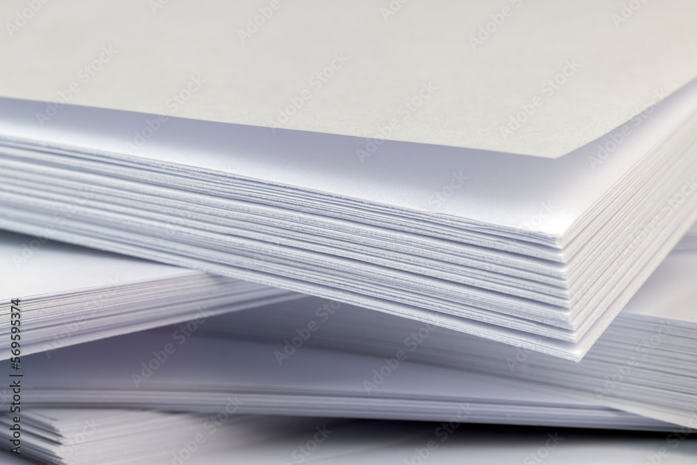 White blank paper for writing and printing texts White blank paper for writing and printing texts