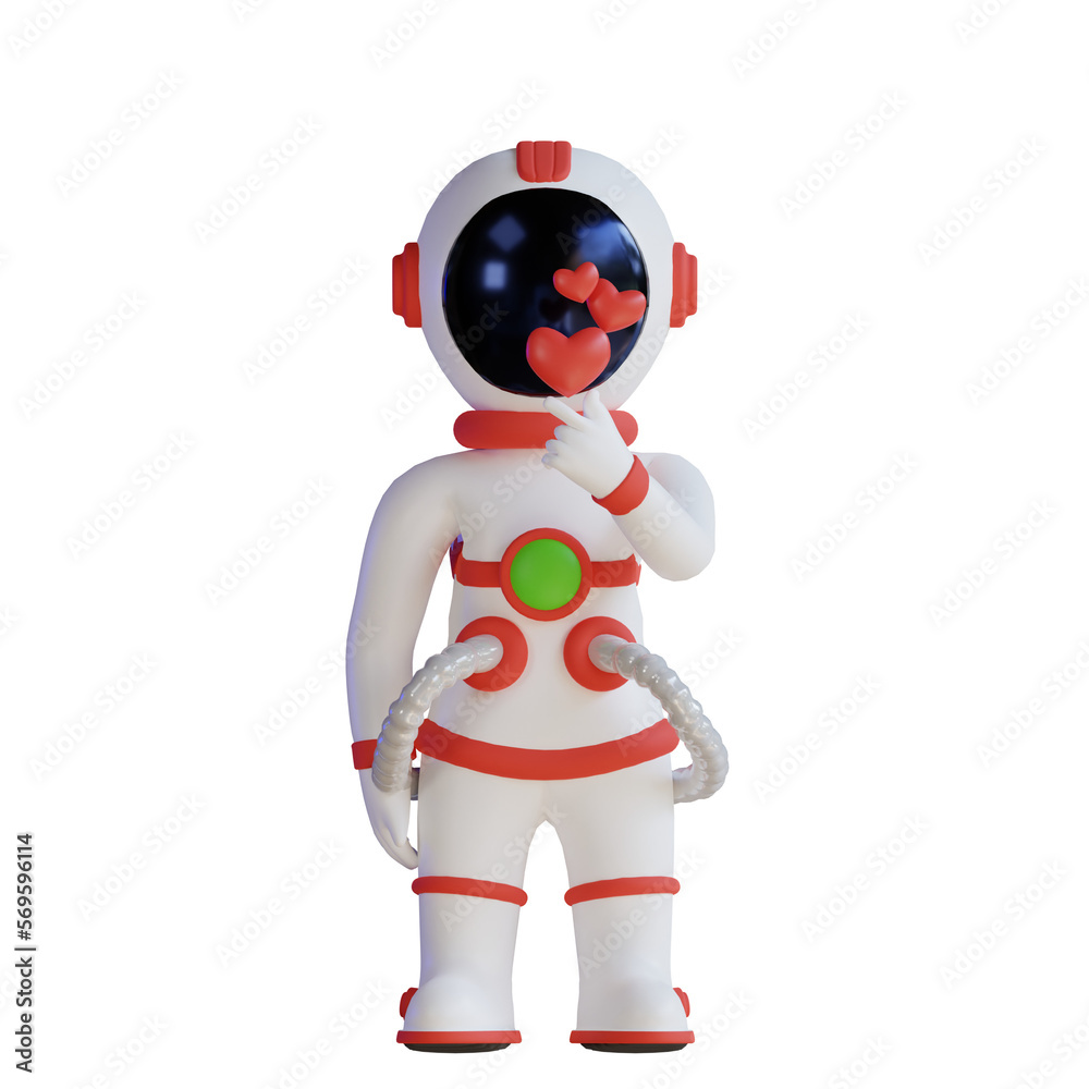 Astronaut With Love Heart 3D Illustration Astronaut With Love Heart 3D Illustration