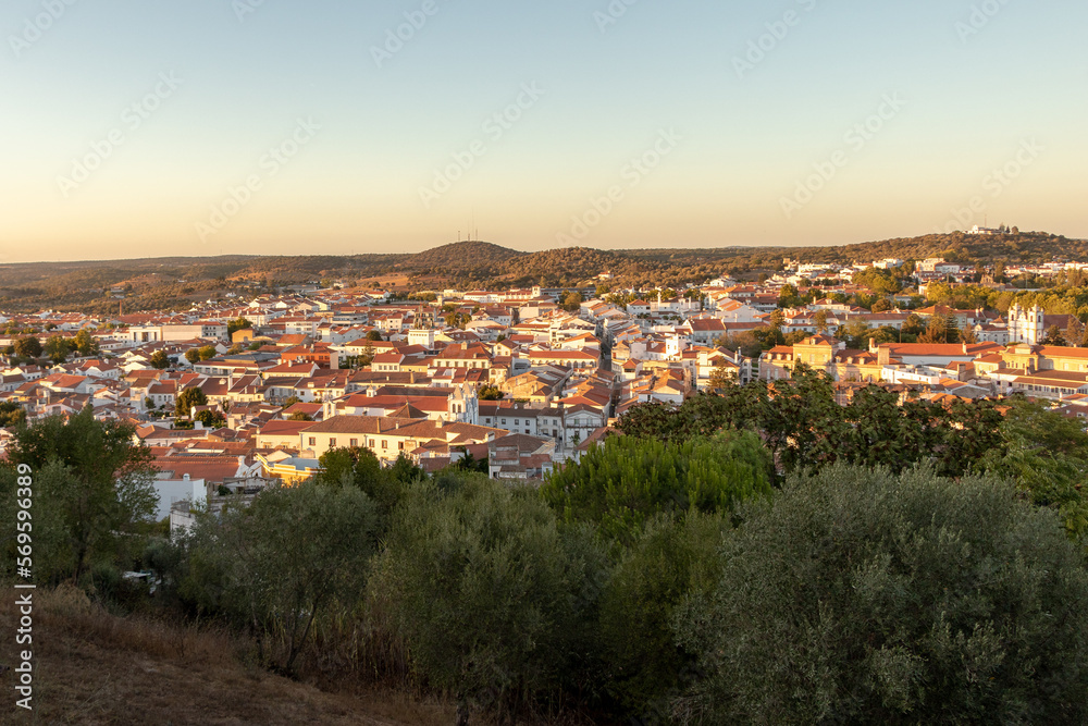 Panoramic view of the city of Montemor-o-novo, seen from the city's castle, Portugal