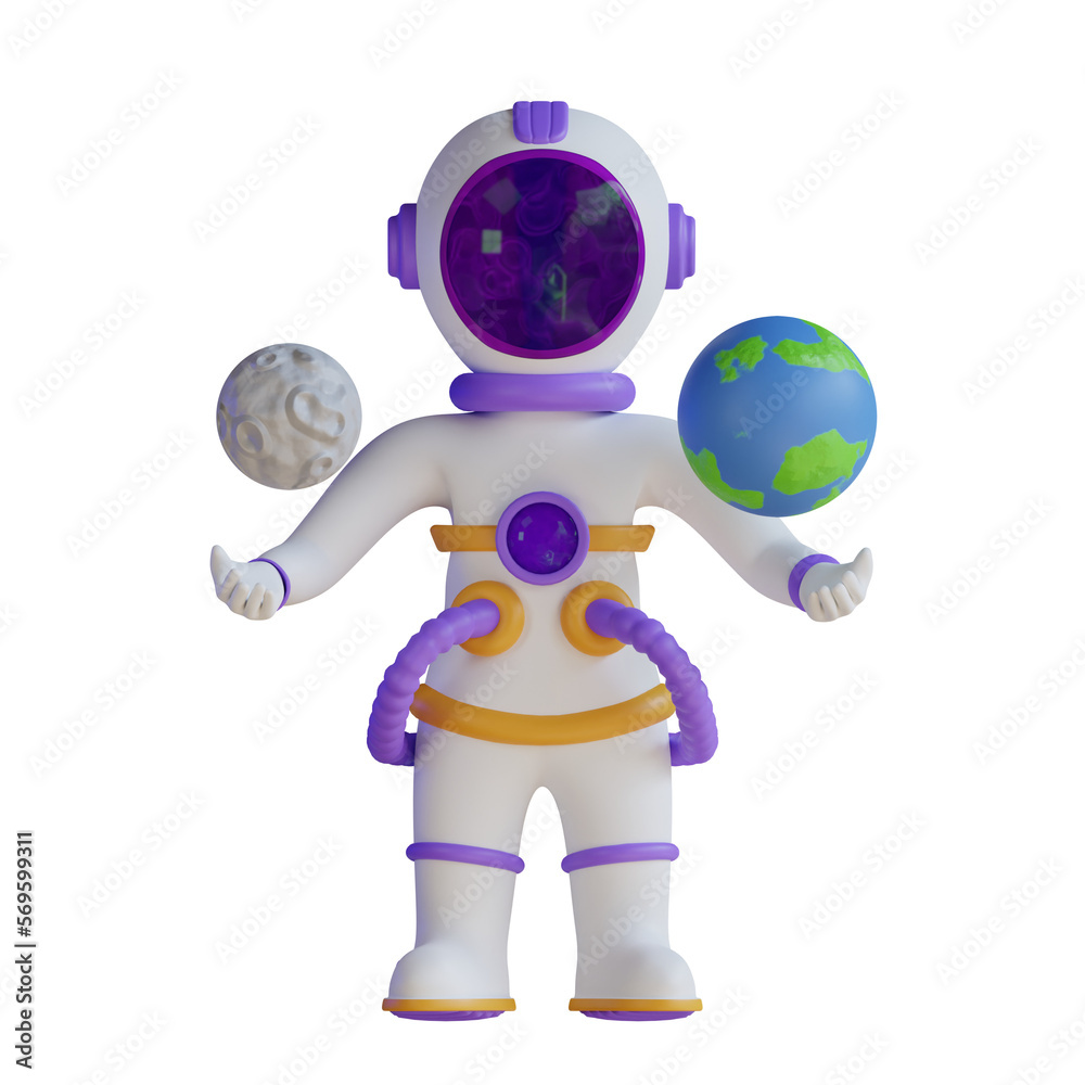 Astronaut with Planet 3D Illustration Astronaut with Planet 3D Illustration