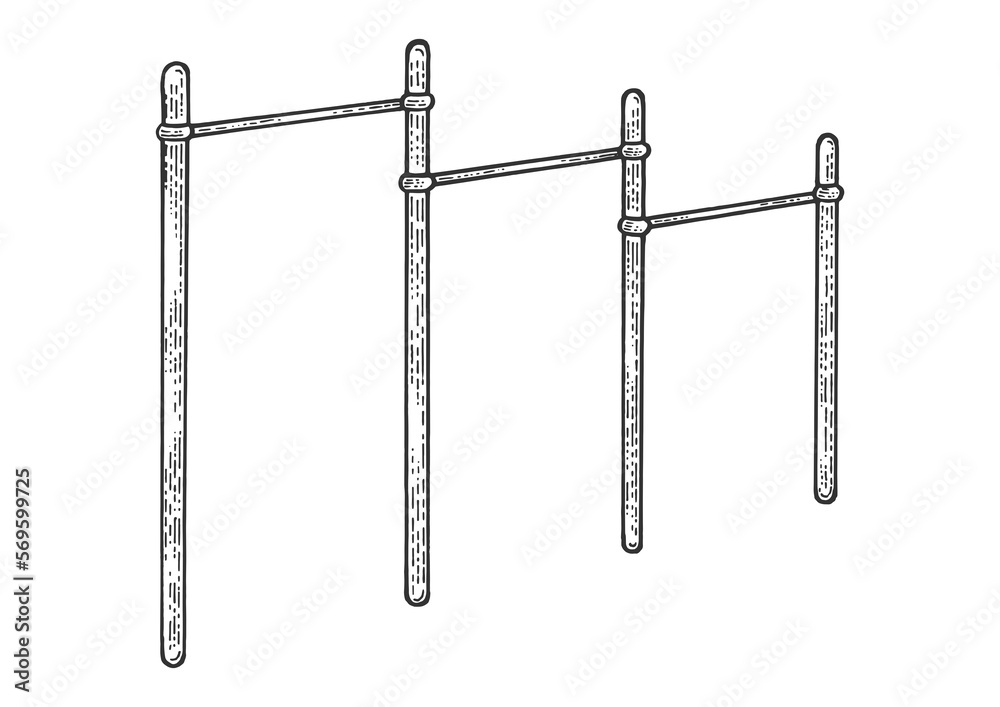 Horizontal bar sport equipment sketch PNG illustration with transparent background Horizontal bar sport equipment sketch PNG illustration with transparent background