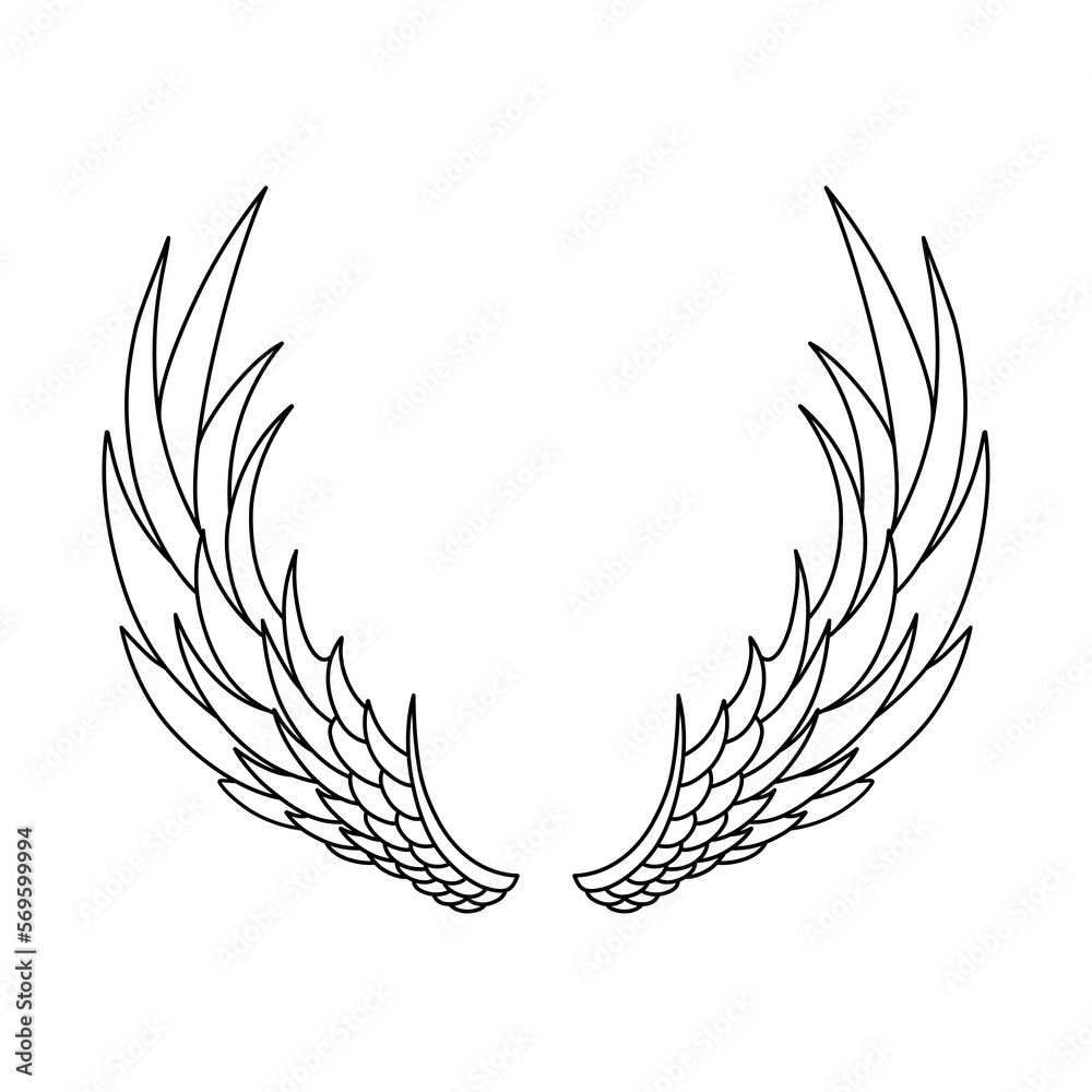 Vector angel wings line art design isolated Stock Vector | Adobe Stock