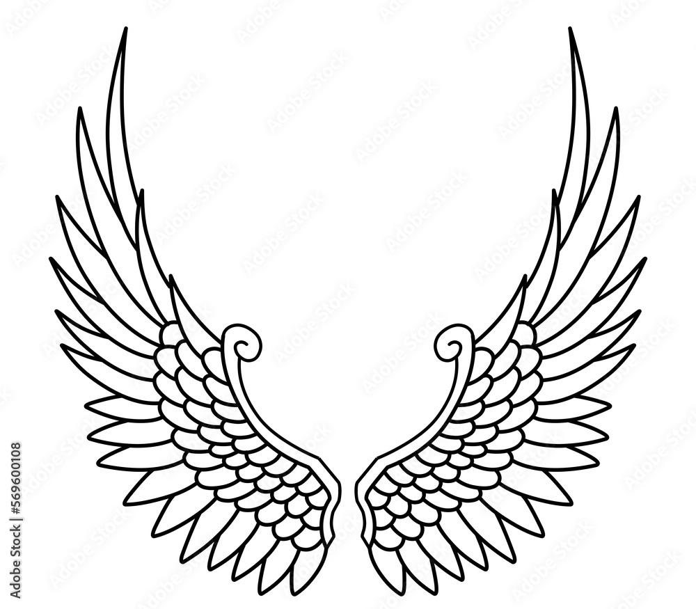 Vector angel wings line art design isolated Stock Vector | Adobe Stock