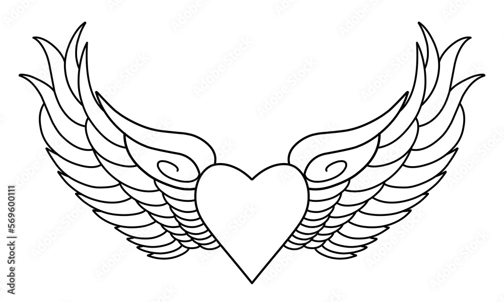 Vector angel wings line art design isolated Vector angel wings line art design isolated