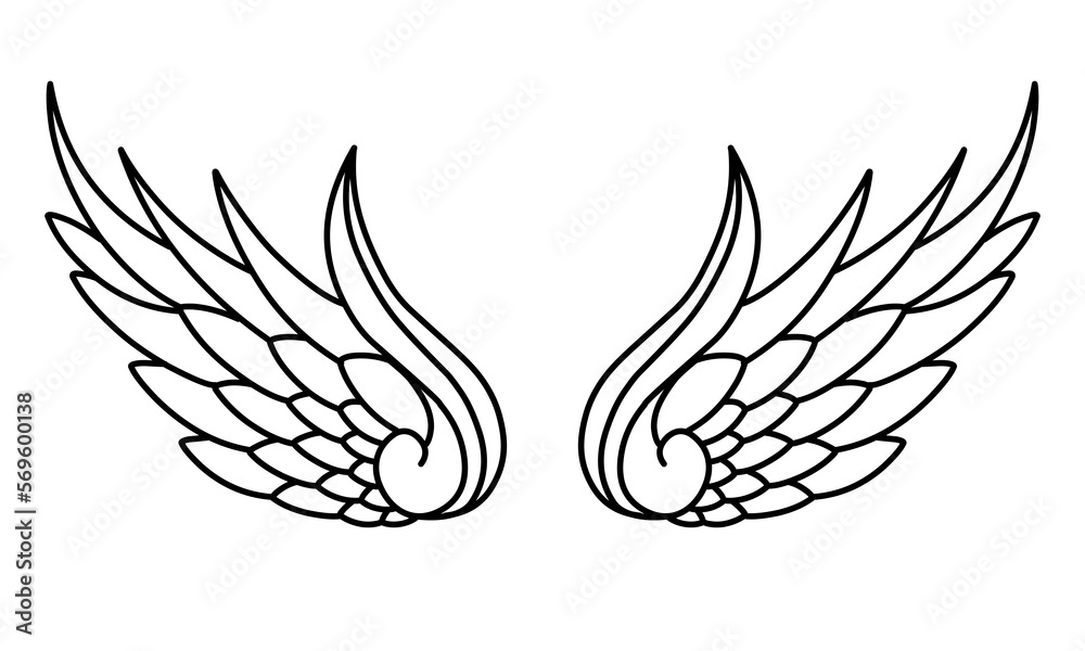 Vector angel wings line art design isolated Stock Vector | Adobe Stock