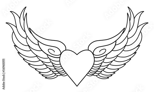 Vector angel wings line art design isolated