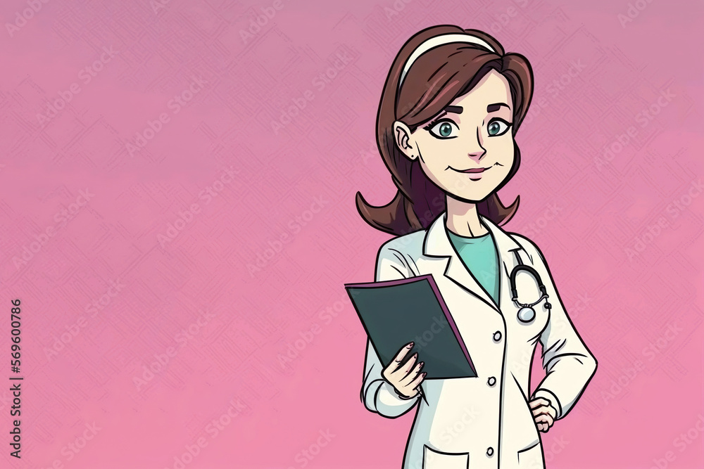Female Medical Practitioner with a Clipboard Analyzing Patient Information Featuring a Minimalistic and Streamlined Appearance.  ai generated.