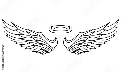 Vector angel wings line art design isolated