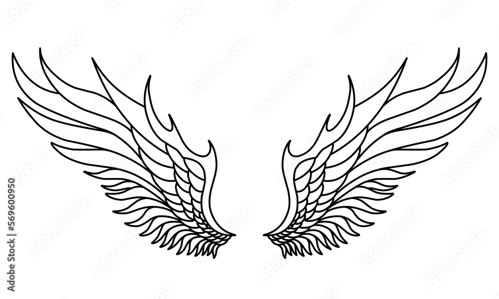 Vector angel wings line art design isolated Stock Vector | Adobe Stock