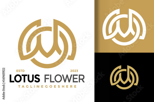 Lotus Flower Letter M Logo Logos Design Element Stock Vector Illustration Template