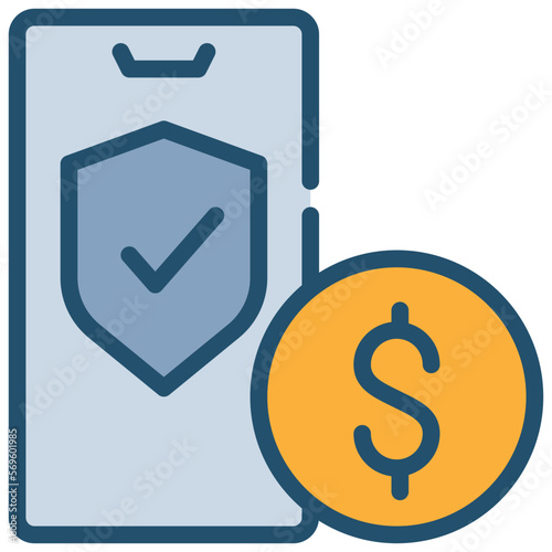 mobile security protect money transfer icon filled outline