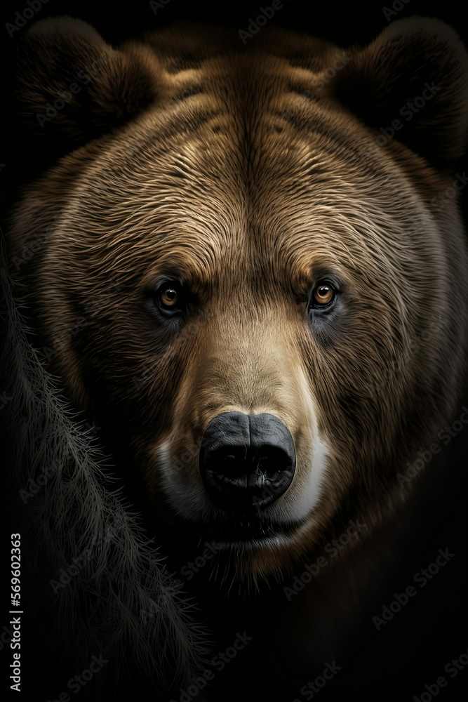 Fototapeta premium Brown bear close up portrait, generative AI
