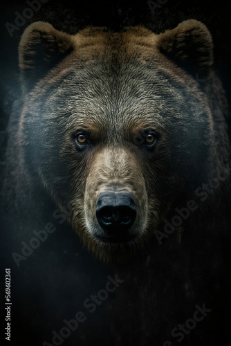 Brown bear close up portrait, generative AI
