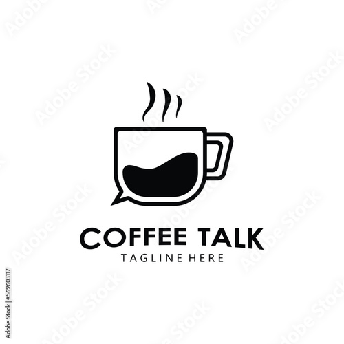 Coffee Talk Vector Logo Template For Coffee Shop Business.
