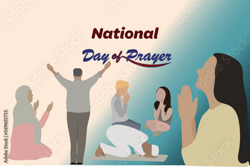 National Day of Prayer. Religion Holiday concept. Poster with text inscription. copy space.