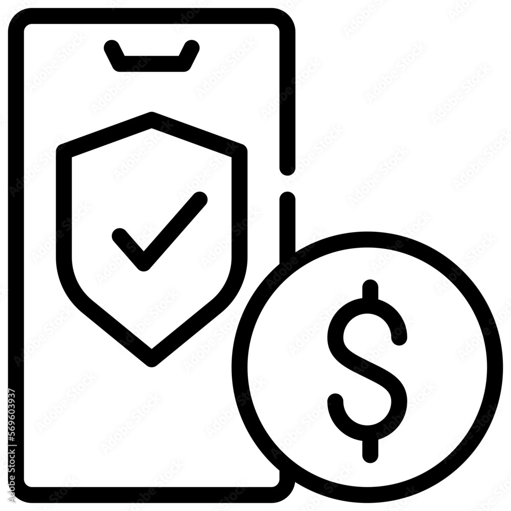mobile security protect money transfer icon simple line mobile security protect money transfer icon simple line