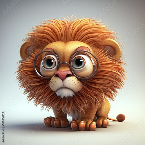 Cute lion cartoon character created using generative AI tools