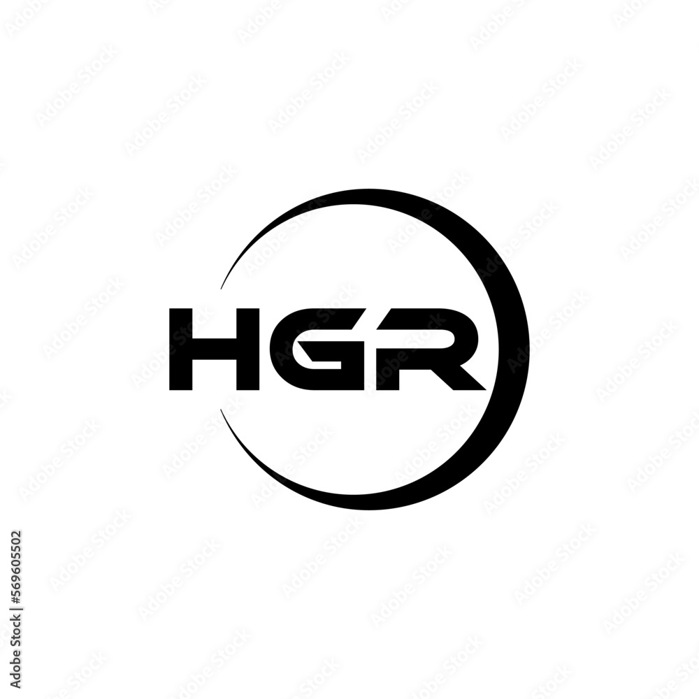 HGR letter logo design with white background in illustrator, cube logo, vector logo, modern alphabet font overlap style. calligraphy designs for logo, Poster, Invitation, etc.