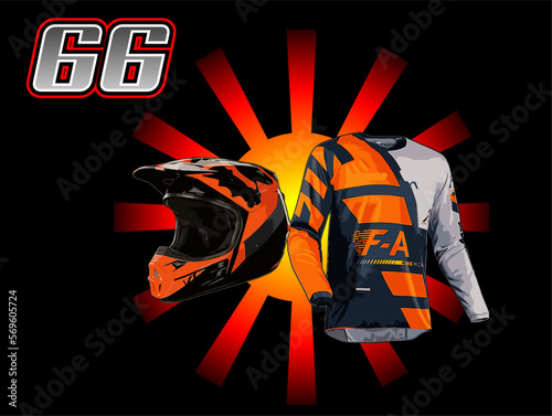 orange motocross shirt and helmet