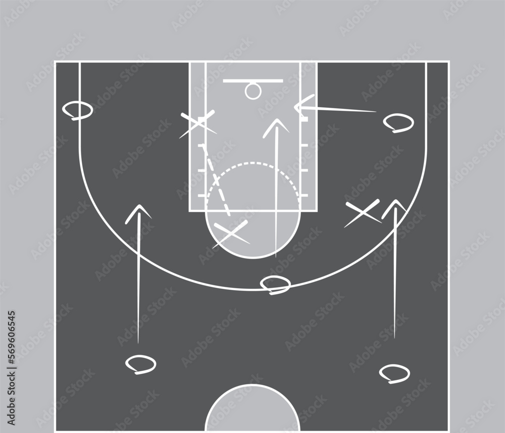 Fototapeta premium Basketball field tactics. vector illustration