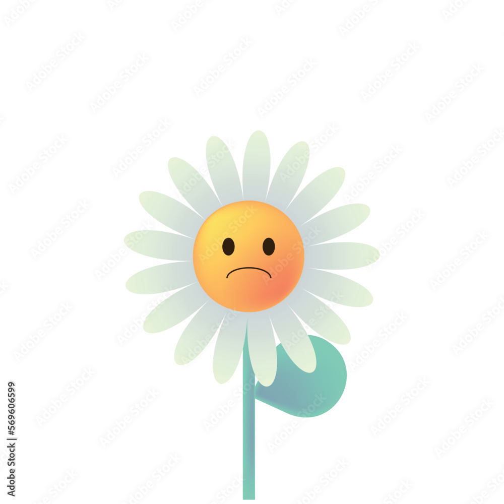 Daisy chamomile . Smiling face head. White camomile icon. Cute flower plant collection. Love card. Cartoon kawaii funny character. Growing concept. Flat design. Transparent background
