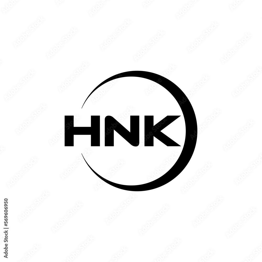 HNK letter logo design with white background in illustrator, cube logo, vector logo, modern alphabet font overlap style. calligraphy designs for logo, Poster, Invitation, etc.