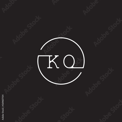 KO circle line initial modern concept logo design isolated for inspirations