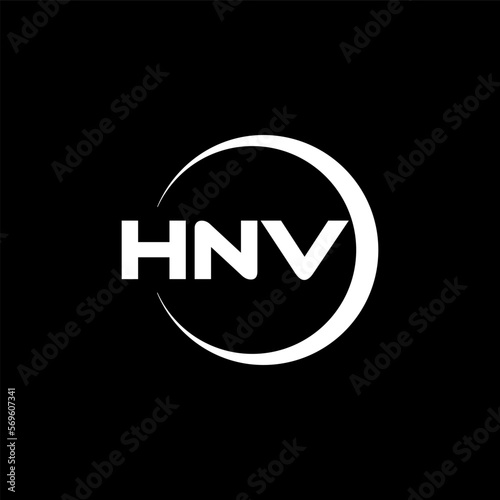 HNV letter logo design with black background in illustrator, cube logo, vector logo, modern alphabet font overlap style. calligraphy designs for logo, Poster, Invitation, etc.
