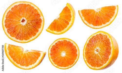 Orange slices collection on transparent background, PNG image.