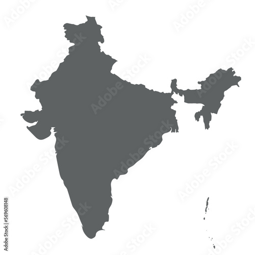 India - smooth grey silhouette map of country area. Simple flat vector illustration.