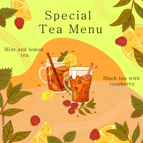 Special tea menu. Suitable for cafes  restaurants  shops. Vector illustration EPS10