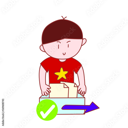 The information technology guy is preparing to send an email with the file. Excellent optimistic attitude and was careful information technology guy prepared to pack the file and send successfully