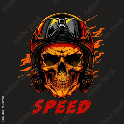 Skull Rider tshirt vector illustration.