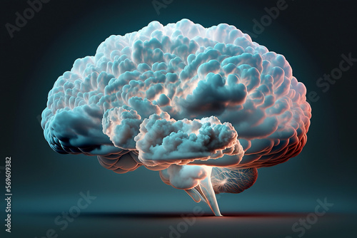 Cloud human brain shape - AI generative