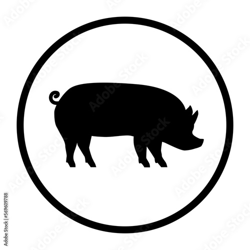 One color vector food icon: pork