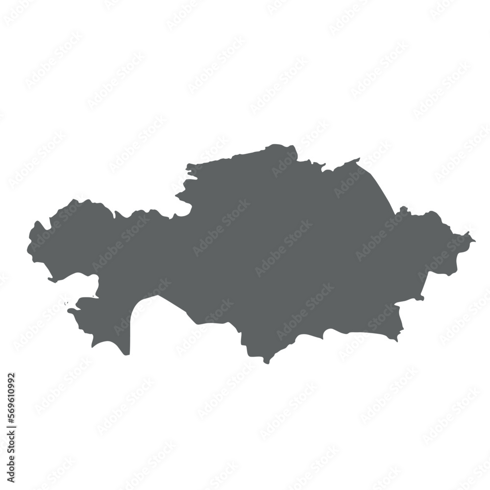Kazakhstan - smooth grey silhouette map of country area. Simple flat vector illustration.