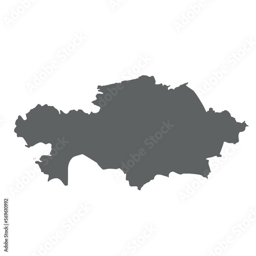 Kazakhstan - smooth grey silhouette map of country area. Simple flat vector illustration.