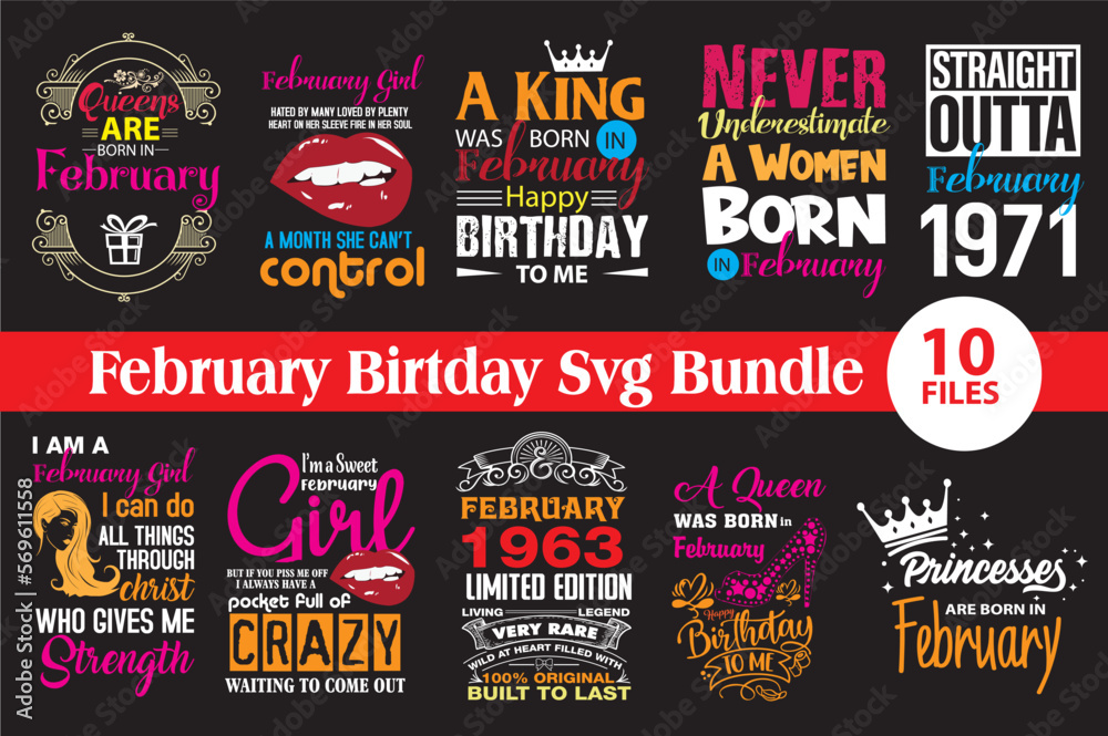 February Birthday SVG Bundle
