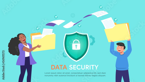 Folder and files transferring move with security and padlock